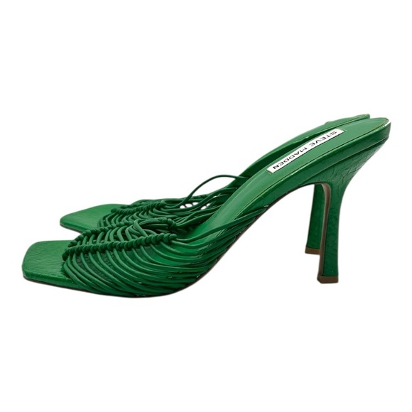 STEVE MADDEN Women's Green Bonds Cage Square Toe Stiletto Heel Mule Sandal Size9 - Picture 4 of 9